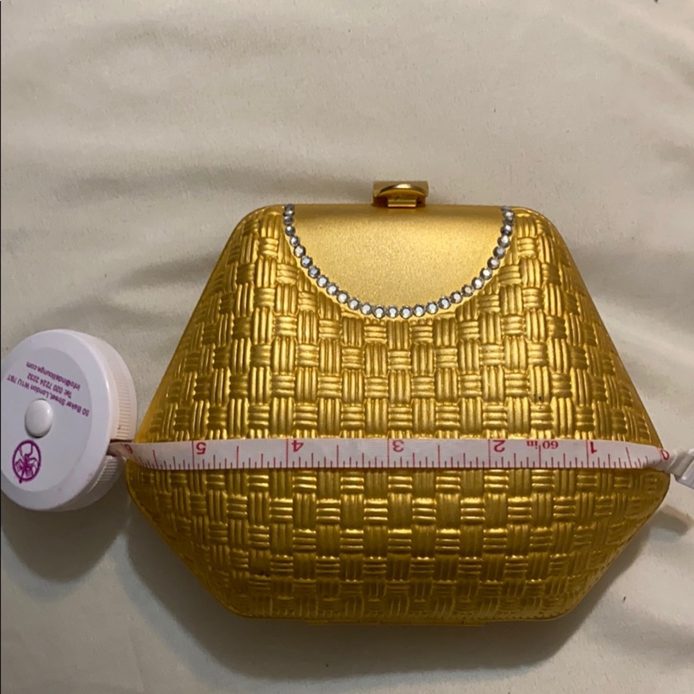 Brushed Vintage Metal Handbag w/ Crystal Accents - Picture 2 of 9